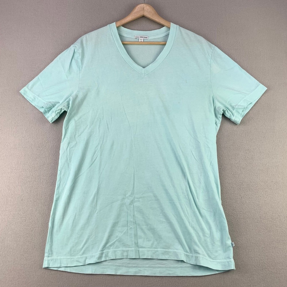 James Perse V-Neck T-Shirt Mens 3 (Large) Light Blue Short Sleeve USA Cotton
